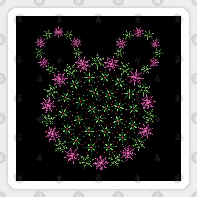 Pink and green snowflakes Magnet by Nano-none